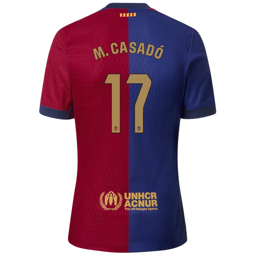 Kandiny Kinder Marc Casadó #17 Blau Rot Heimtrikot Trikot 2024/25 T-Shirt