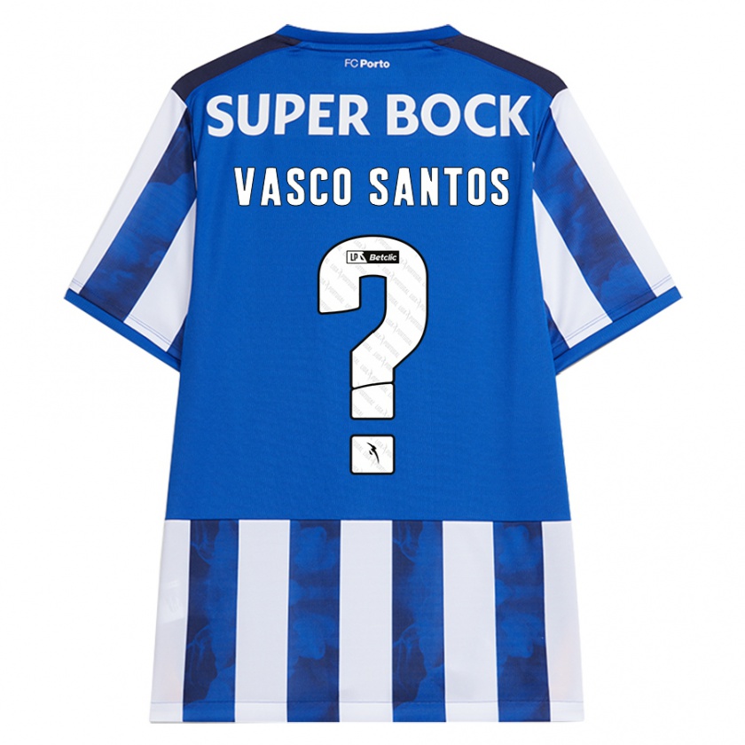 Kandiny Kinder Vasco Santos #0 Blau Weiß Heimtrikot Trikot 2024/25 T-Shirt