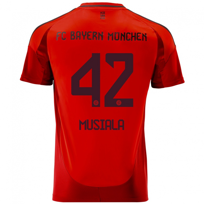 Kandiny Kinder Jamal Musiala #42 Rot Heimtrikot Trikot 2024/25 T-Shirt