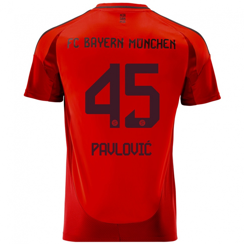 Kandiny Kinder Aleksandar Pavlovic #45 Rot Heimtrikot Trikot 2024/25 T-Shirt