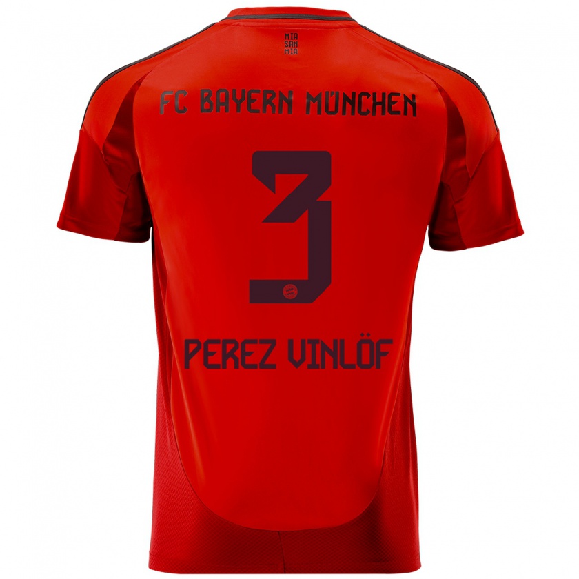 Kandiny Kinder Matteo Perez Vinlöf #3 Rot Heimtrikot Trikot 2024/25 T-Shirt