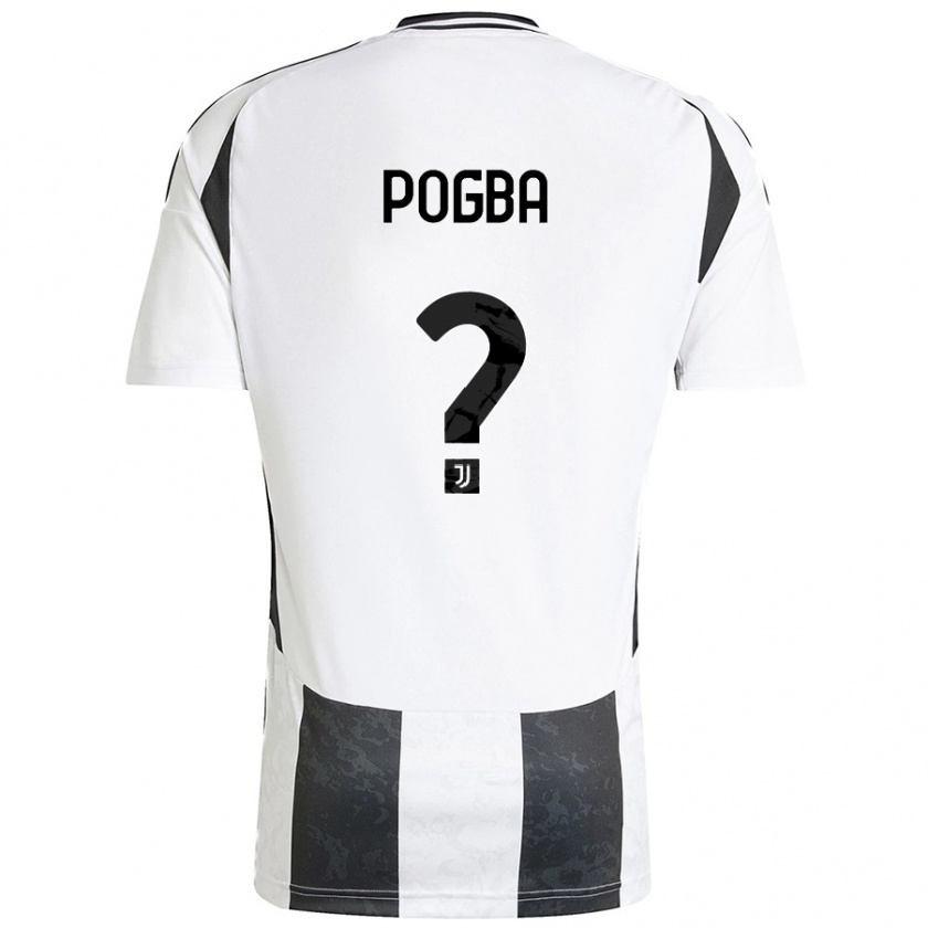 Kandiny Kinder Paul Pogba #0 Weiß Schwarz Heimtrikot Trikot 2024/25 T-Shirt