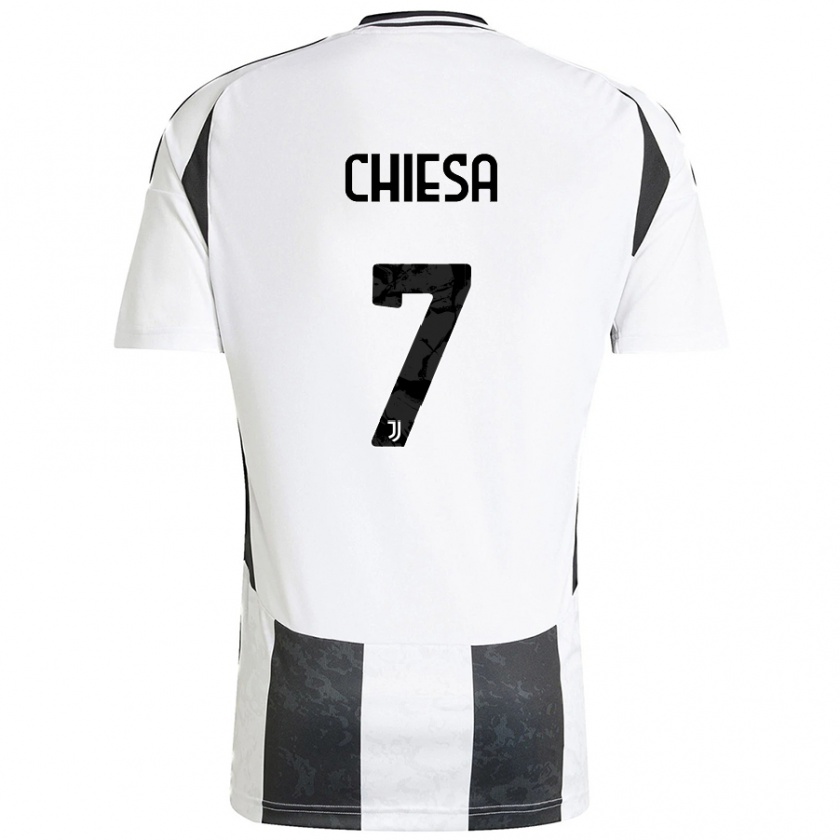 Kandiny Kinder Federico Chiesa #7 Weiß Schwarz Heimtrikot Trikot 2024/25 T-Shirt