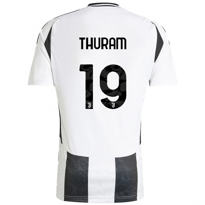 Kandiny Kinder Khéphren Thuram #19 Weiß Schwarz Heimtrikot Trikot 2024/25 T-Shirt