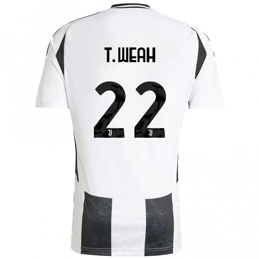 Kandiny Kinder Timothy Weah #22 Weiß Schwarz Heimtrikot Trikot 2024/25 T-Shirt