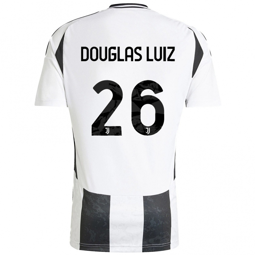 Kandiny Kinder Douglas Luiz #26 Weiß Schwarz Heimtrikot Trikot 2024/25 T-Shirt