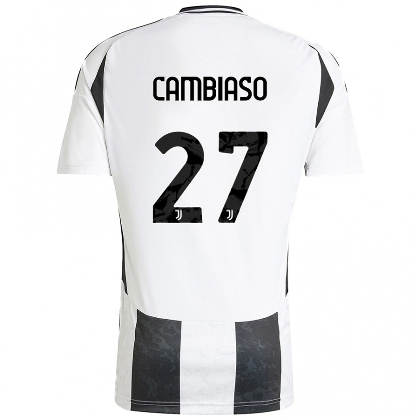 Kandiny Kinder Andrea Cambiaso #27 Weiß Schwarz Heimtrikot Trikot 2024/25 T-Shirt