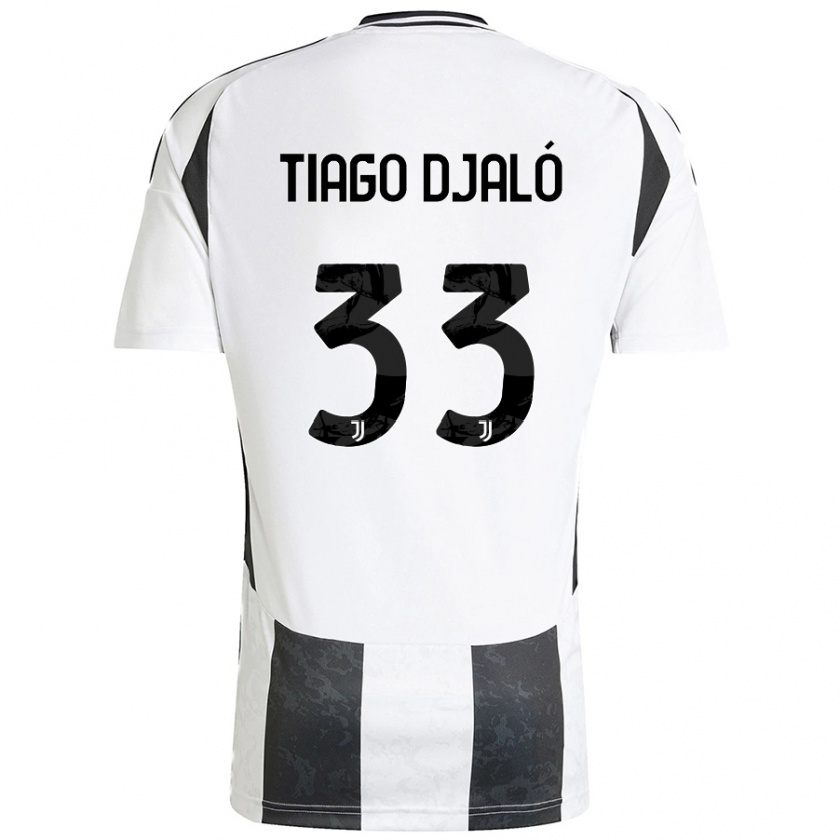 Kandiny Kinder Tiago Djaló #33 Weiß Schwarz Heimtrikot Trikot 2024/25 T-Shirt