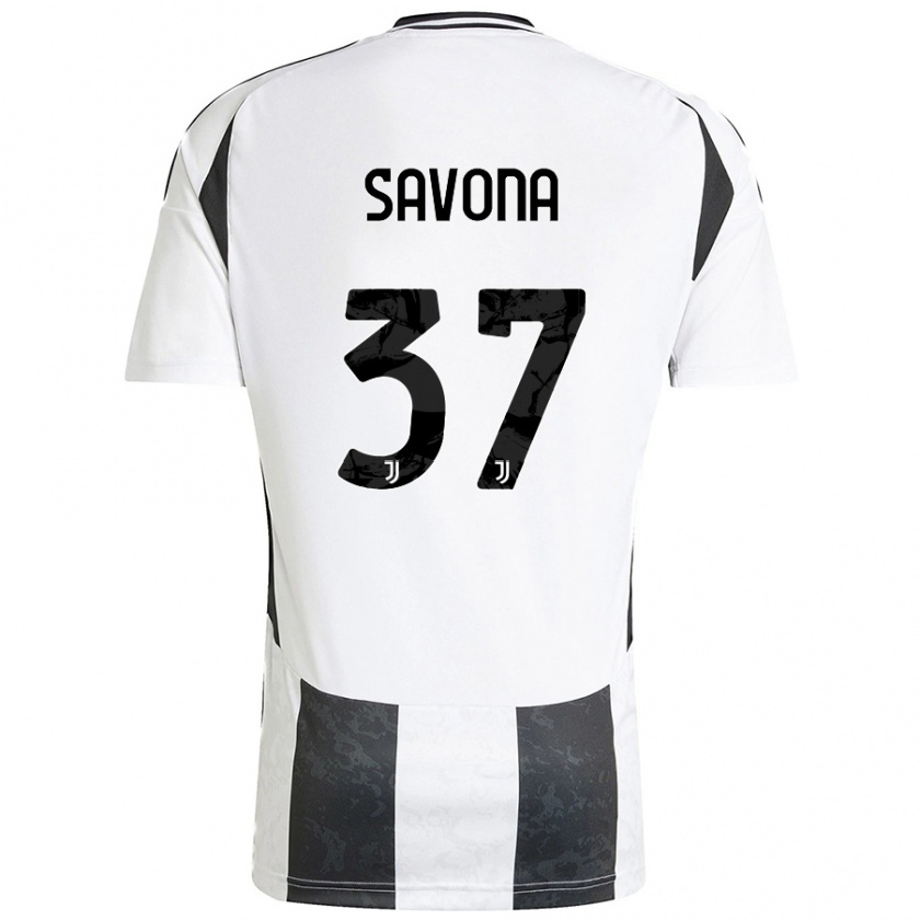 Kandiny Kinder Nicolò Savona #37 Weiß Schwarz Heimtrikot Trikot 2024/25 T-Shirt