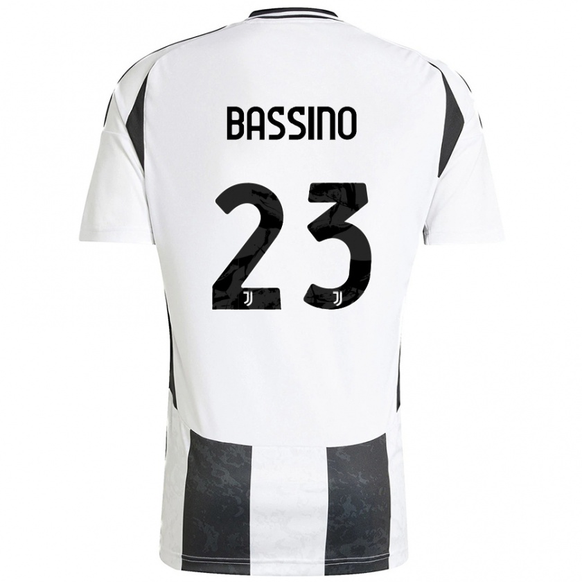 Kandiny Kinder Alessandro Bassino #23 Weiß Schwarz Heimtrikot Trikot 2024/25 T-Shirt