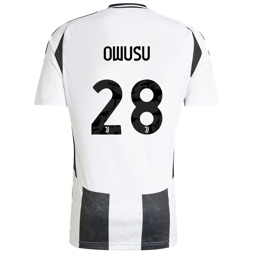 Kandiny Kinder Augusto Owusu #28 Weiß Schwarz Heimtrikot Trikot 2024/25 T-Shirt