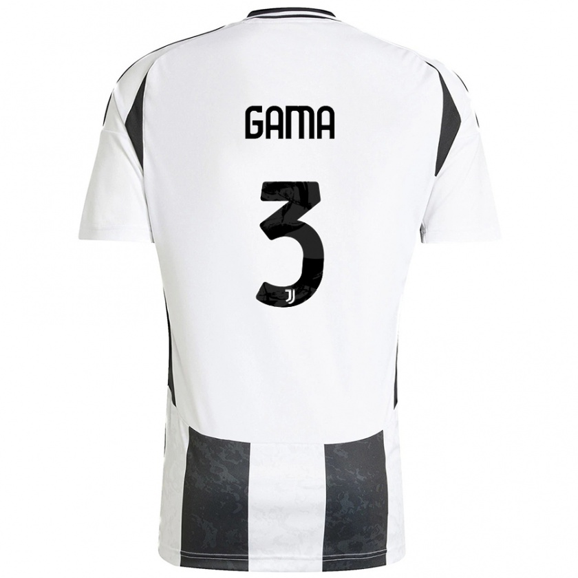 Kandiny Kinder Sara Gama #3 Weiß Schwarz Heimtrikot Trikot 2024/25 T-Shirt