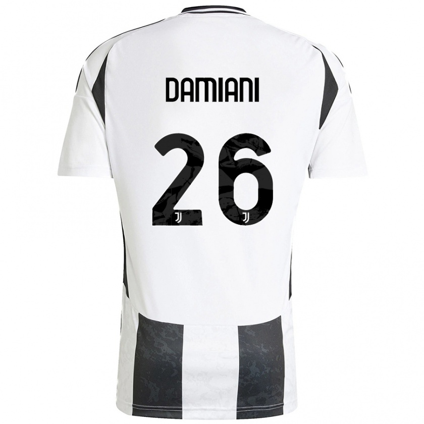 Kandiny Kinder Samuele Damiani #26 Weiß Schwarz Heimtrikot Trikot 2024/25 T-Shirt