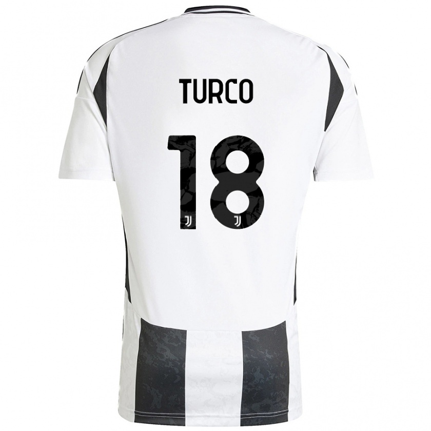 Kandiny Kinder Nicolo Turco #18 Weiß Schwarz Heimtrikot Trikot 2024/25 T-Shirt