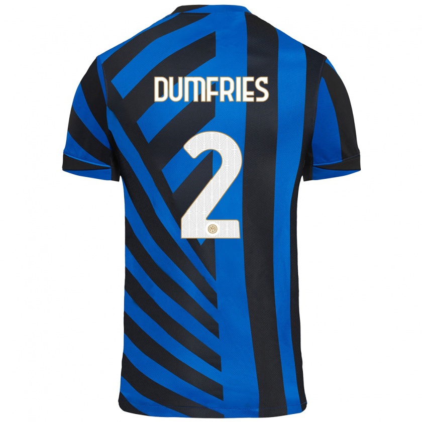 Kandiny Kinder Denzel Dumfries #2 Blau Schwarz Heimtrikot Trikot 2024/25 T-Shirt