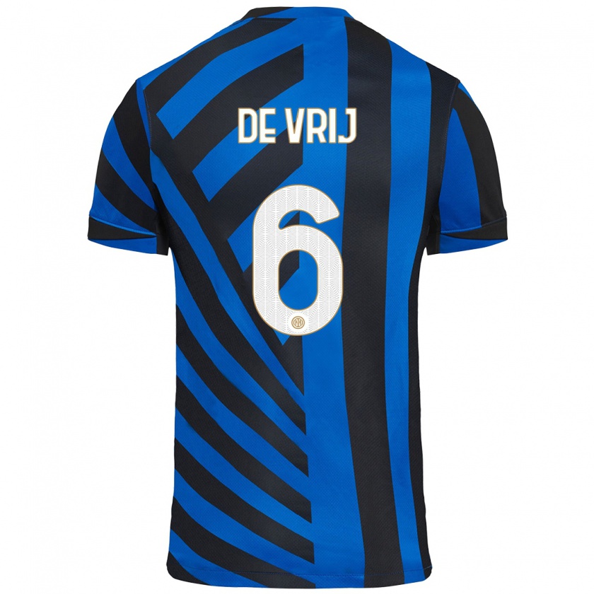 Kandiny Kinder Stefan De Vrij #6 Blau Schwarz Heimtrikot Trikot 2024/25 T-Shirt