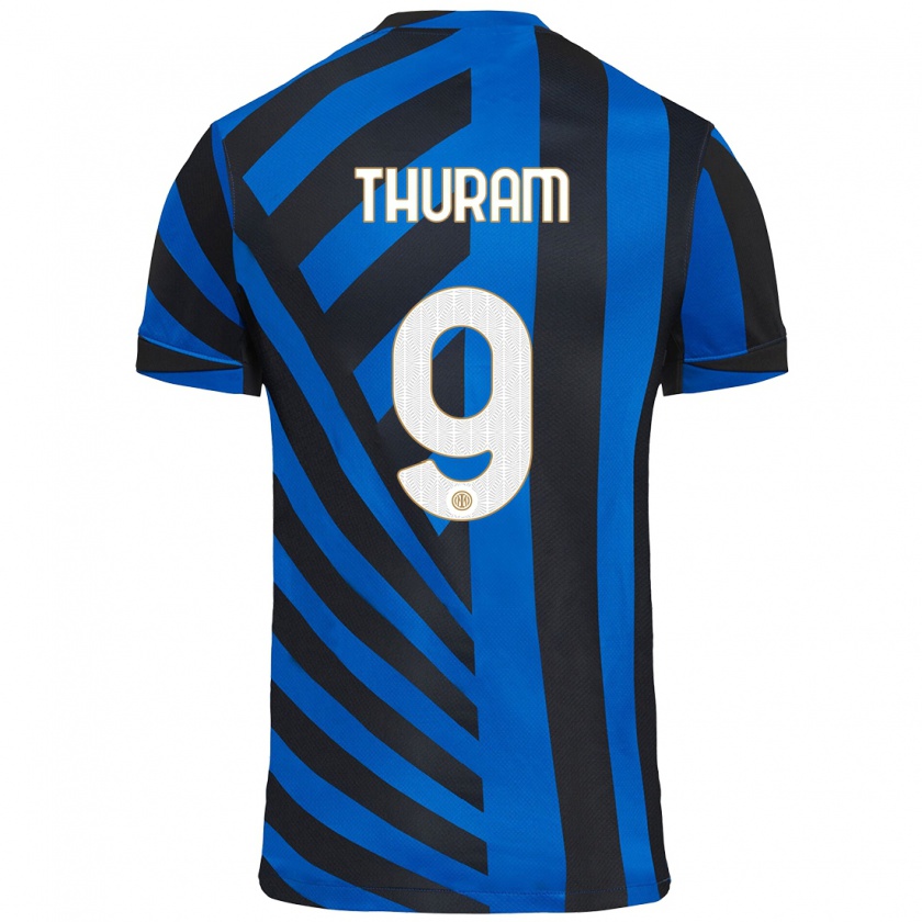 Kandiny Kinder Marcus Thuram #9 Blau Schwarz Heimtrikot Trikot 2024/25 T-Shirt