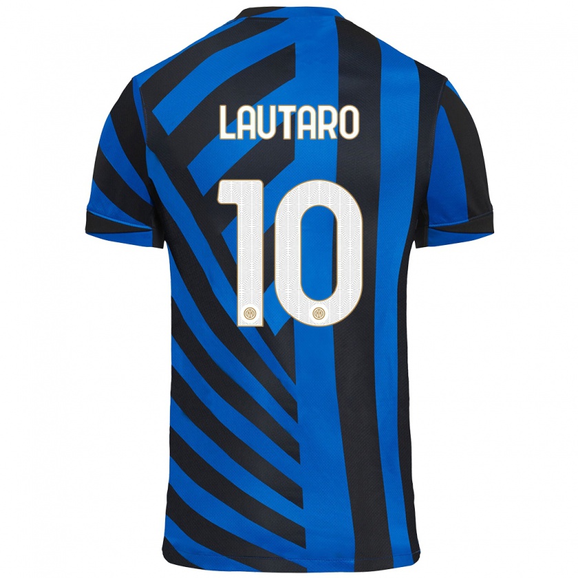 Kandiny Kinder Lautaro Martínez #10 Blau Schwarz Heimtrikot Trikot 2024/25 T-Shirt