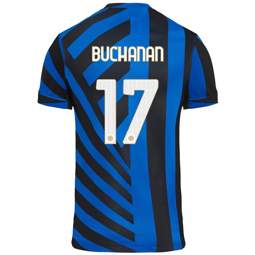 Kandiny Kinder Tajon Buchanan #17 Blau Schwarz Heimtrikot Trikot 2024/25 T-Shirt