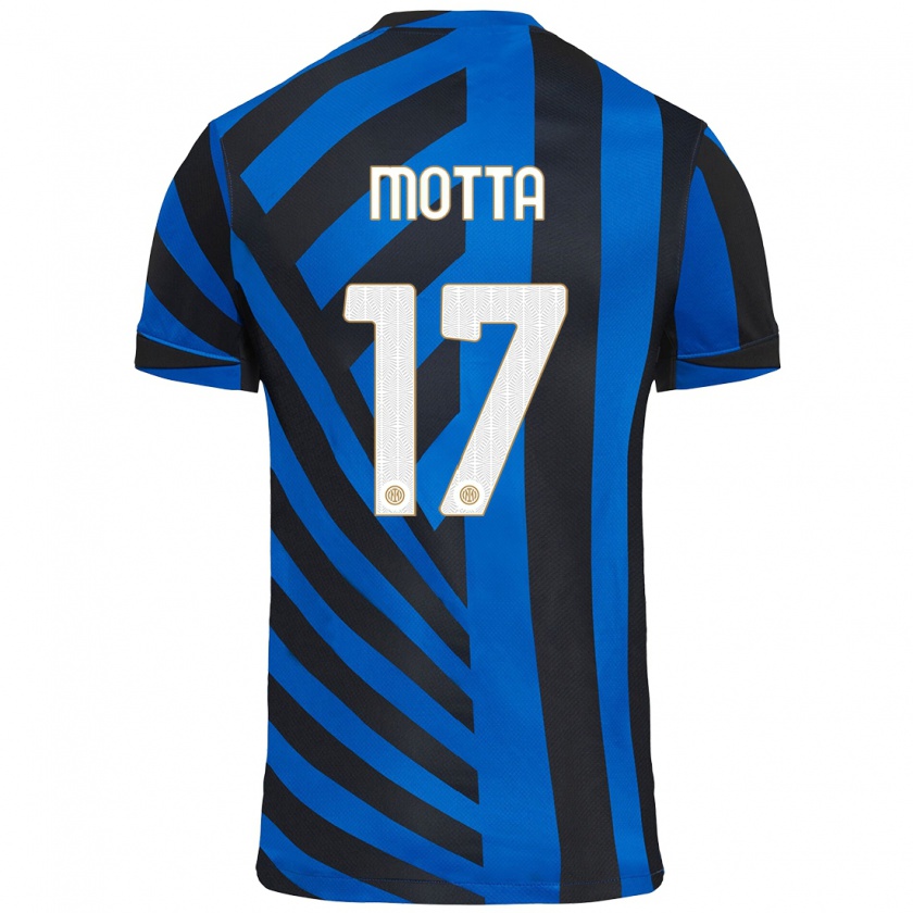 Kandiny Kinder Matteo Motta #17 Blau Schwarz Heimtrikot Trikot 2024/25 T-Shirt