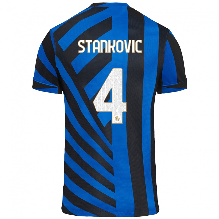 Kandiny Kinder Aleksandar Stankovic #4 Blau Schwarz Heimtrikot Trikot 2024/25 T-Shirt