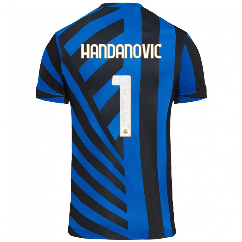 Kandiny Kinder Samir Handanovic #1 Blau Schwarz Heimtrikot Trikot 2024/25 T-Shirt