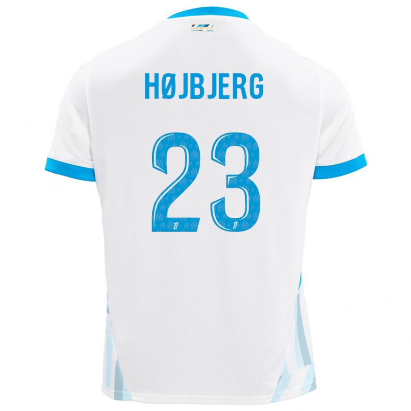 Kandiny Kinder Pierre-Emile Højbjerg #23 Weiß Himmelblau Heimtrikot Trikot 2024/25 T-Shirt