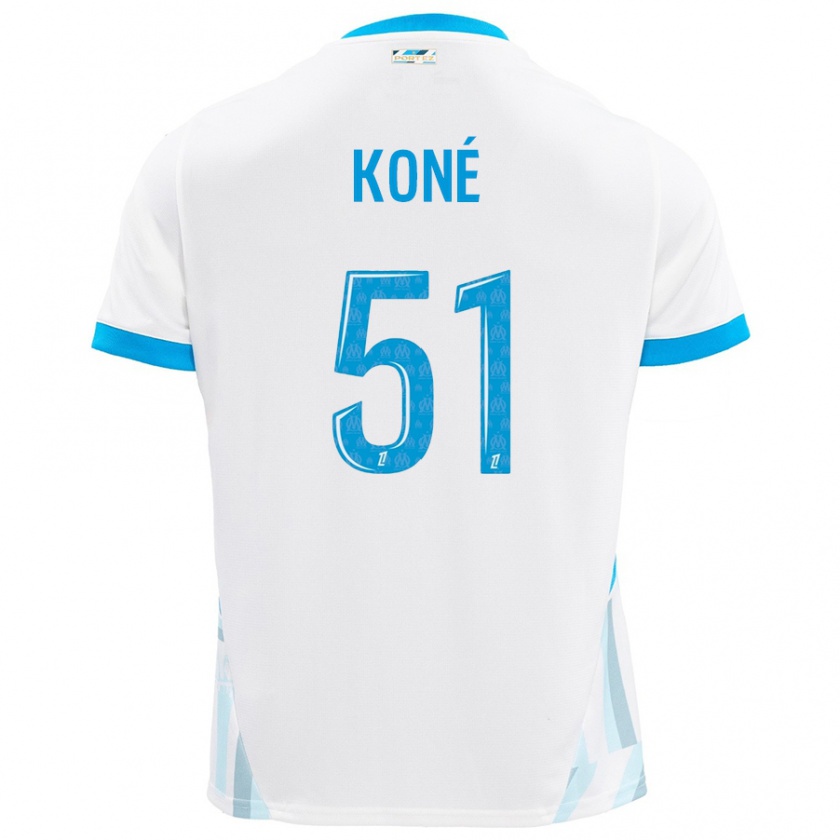 Kandiny Kinder Ismaël Koné #51 Weiß Himmelblau Heimtrikot Trikot 2024/25 T-Shirt