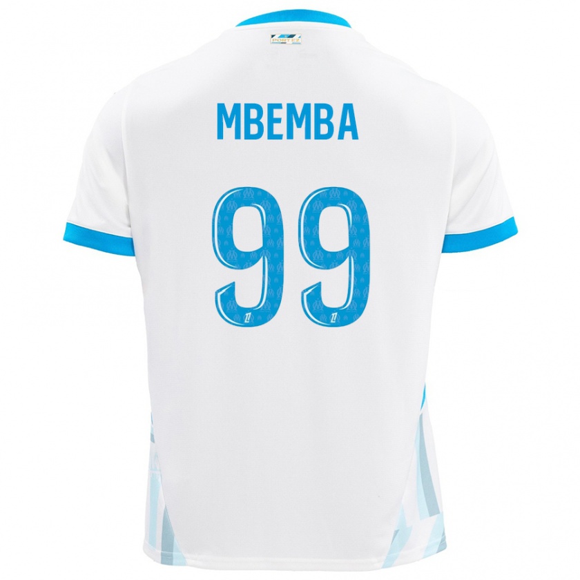 Kandiny Kinder Chancel Mbemba #99 Weiß Himmelblau Heimtrikot Trikot 2024/25 T-Shirt