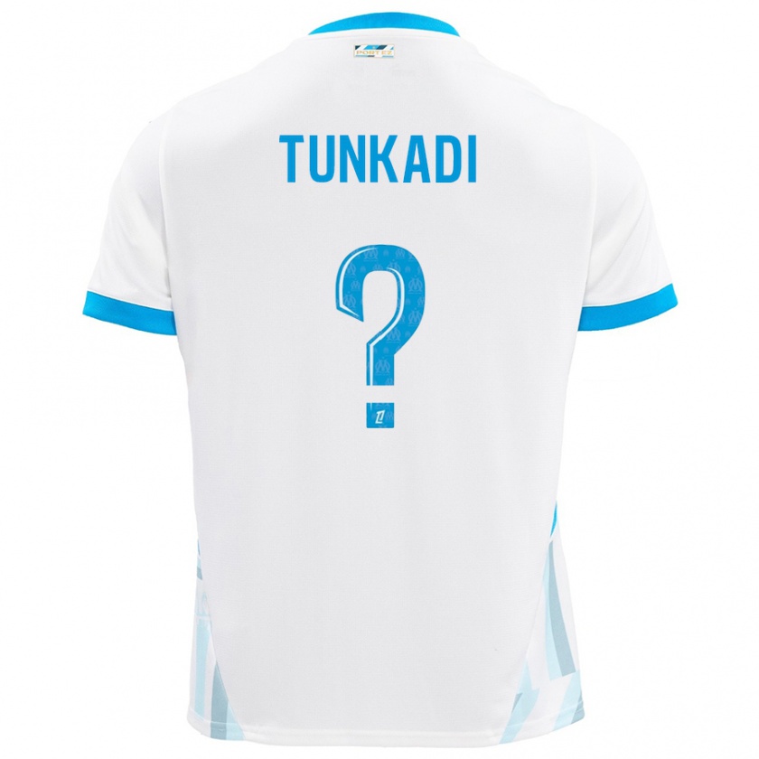 Kandiny Kinder Alexandre Tunkadi #0 Weiß Himmelblau Heimtrikot Trikot 2024/25 T-Shirt