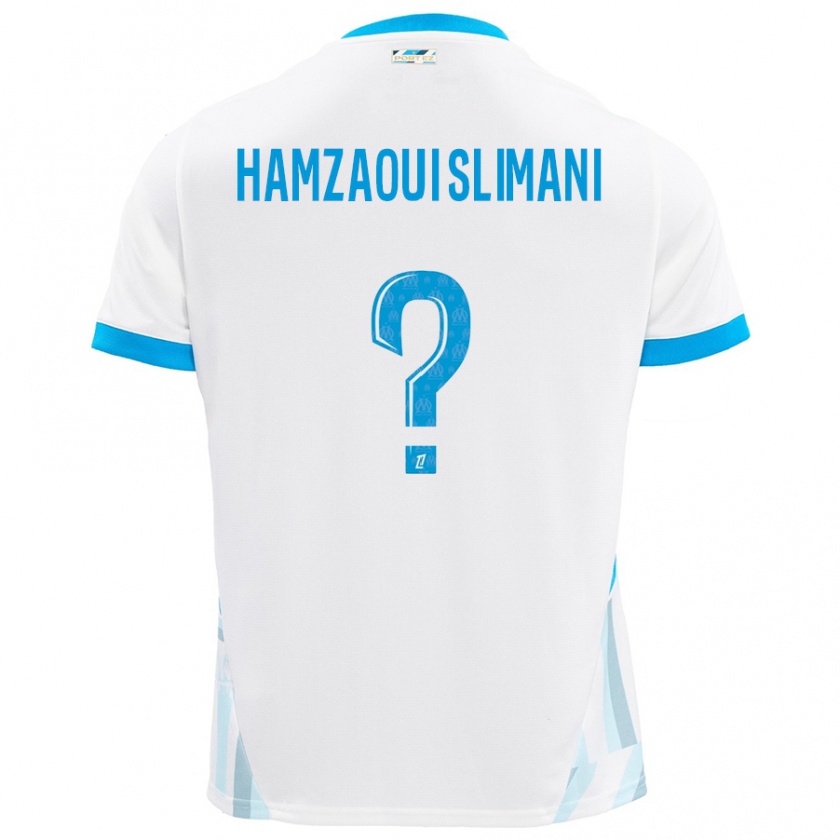 Kandiny Kinder Hilan Hamzaoui Slimani #0 Weiß Himmelblau Heimtrikot Trikot 2024/25 T-Shirt