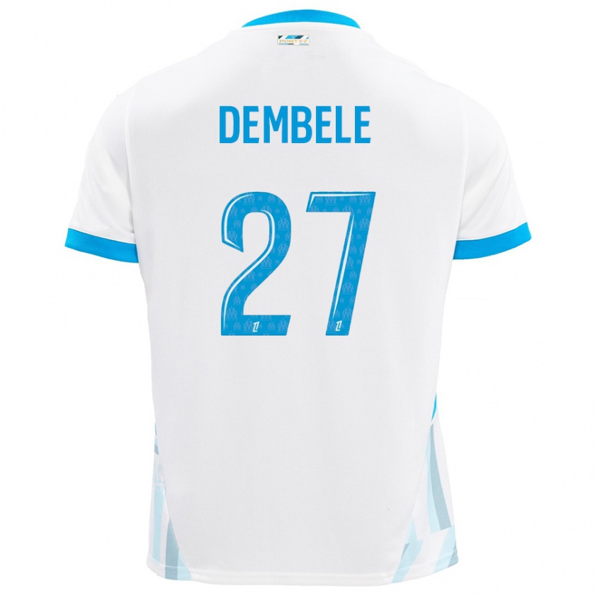 Kandiny Kinder Coumba Dembélé #27 Weiß Himmelblau Heimtrikot Trikot 2024/25 T-Shirt