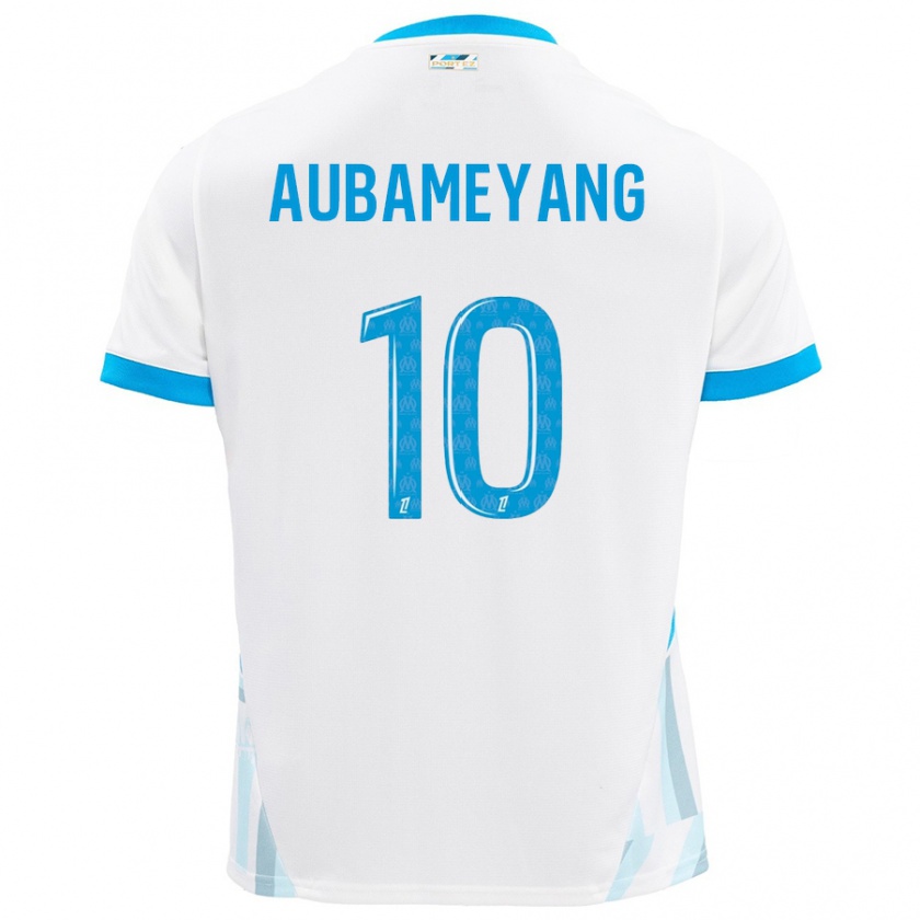 Kandiny Kinder Pierre-Emerick Aubameyang #10 Weiß Himmelblau Heimtrikot Trikot 2024/25 T-Shirt