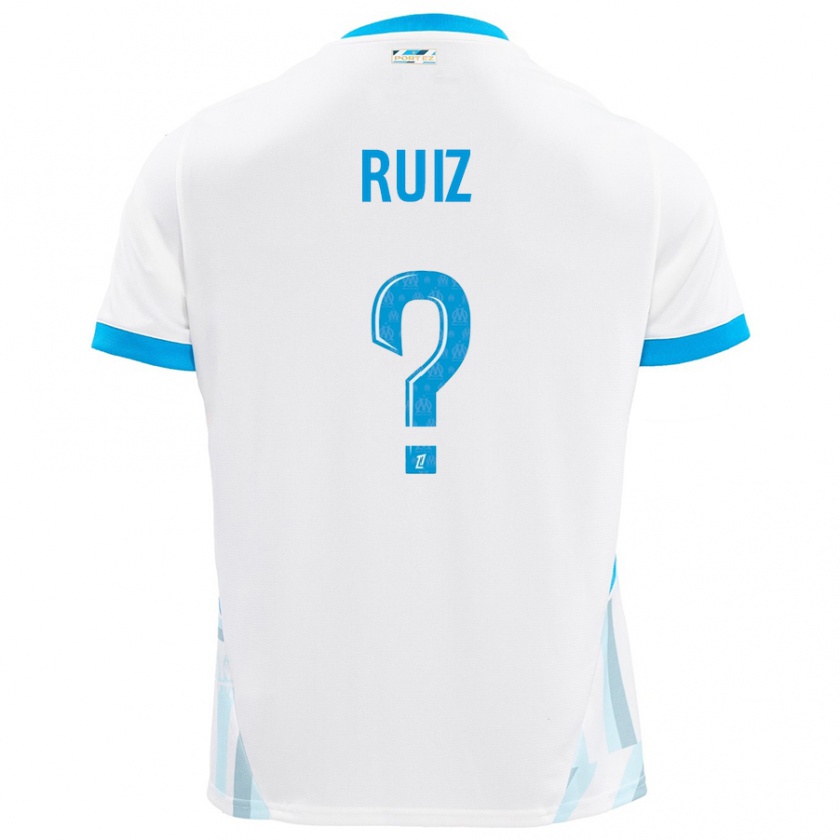 Kandiny Kinder Pedro Ruiz #0 Weiß Himmelblau Heimtrikot Trikot 2024/25 T-Shirt