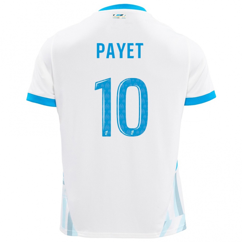 Kandiny Kinder Dimitri Payet #10 Weiß Himmelblau Heimtrikot Trikot 2024/25 T-Shirt