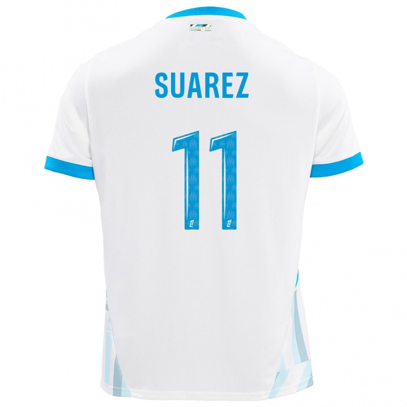 Kandiny Kinder Luis Suarez #11 Weiß Himmelblau Heimtrikot Trikot 2024/25 T-Shirt