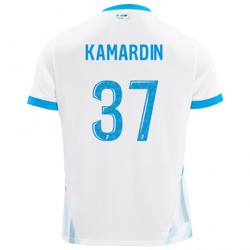 Kandiny Kinder Aaron Kamardin #37 Weiß Himmelblau Heimtrikot Trikot 2024/25 T-Shirt