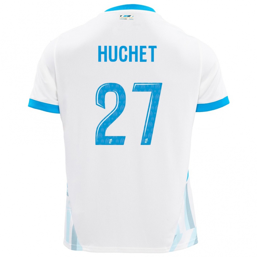 Kandiny Kinder Sarah Huchet #27 Weiß Himmelblau Heimtrikot Trikot 2024/25 T-Shirt