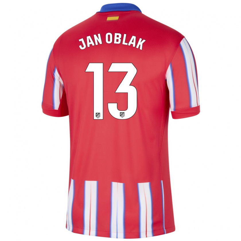 Kandiny Kinder Jan Oblak #13 Rot Weiß Blau Heimtrikot Trikot 2024/25 T-Shirt