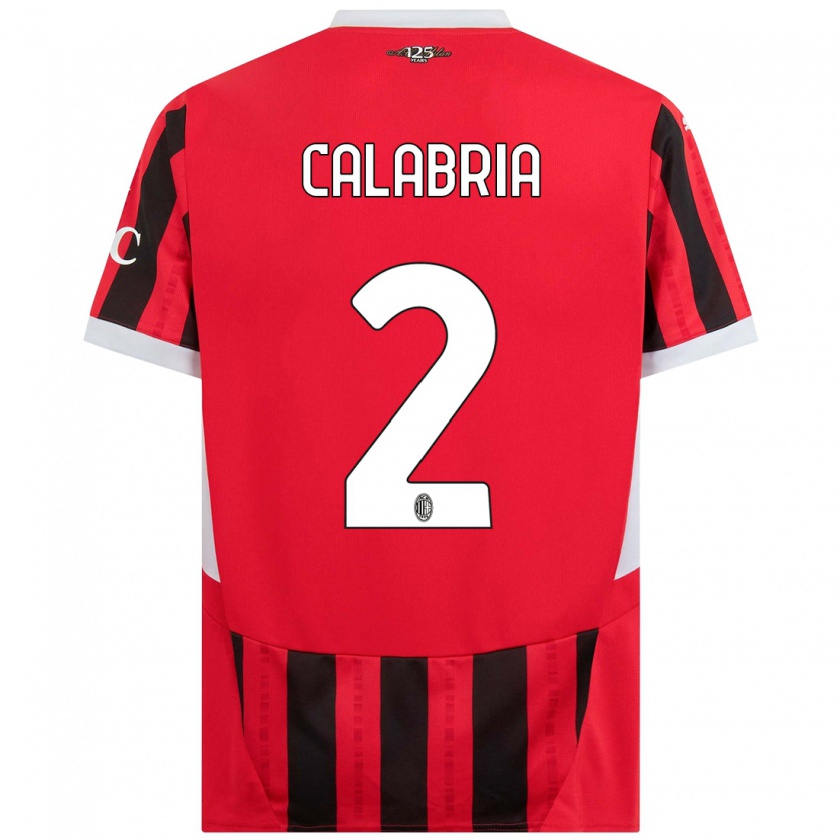 Kandiny Kinder Davide Calabria #2 Rot Schwarz Heimtrikot Trikot 2024/25 T-Shirt