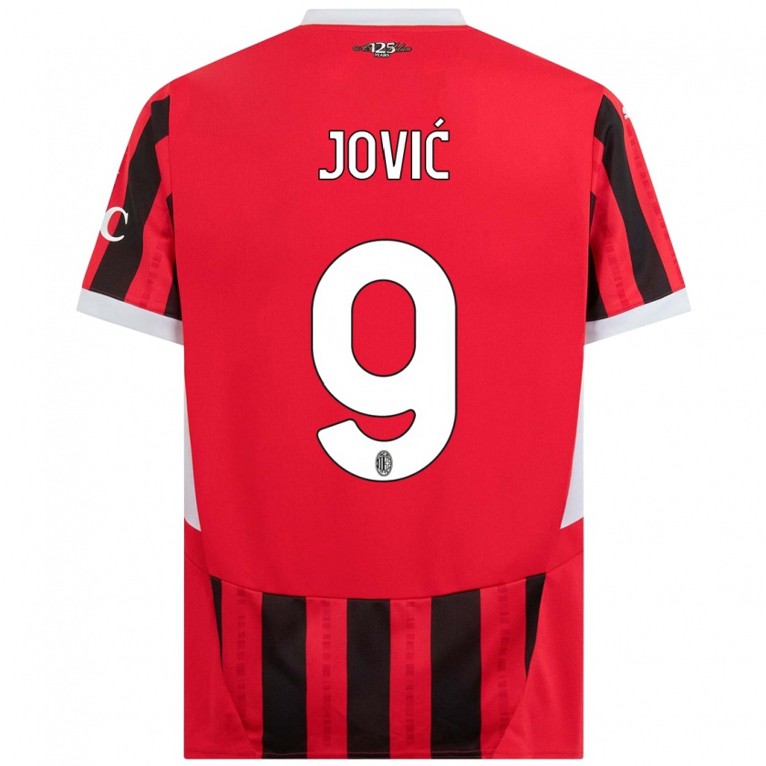 Kandiny Kinder Luka Jović #9 Rot Schwarz Heimtrikot Trikot 2024/25 T-Shirt