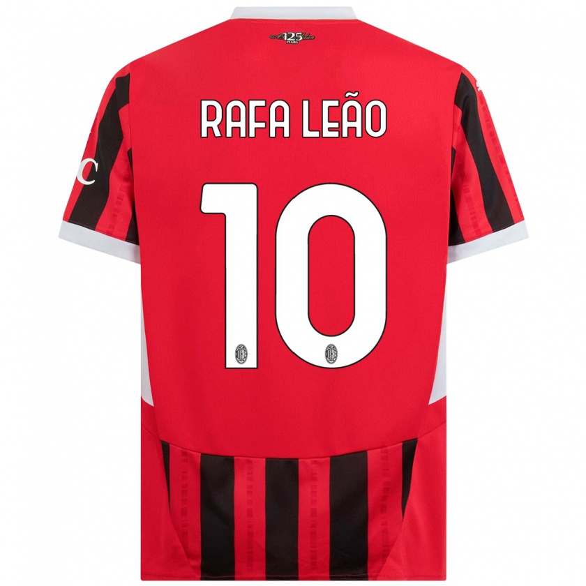 Kandiny Kinder Rafael Leão #10 Rot Schwarz Heimtrikot Trikot 2024/25 T-Shirt