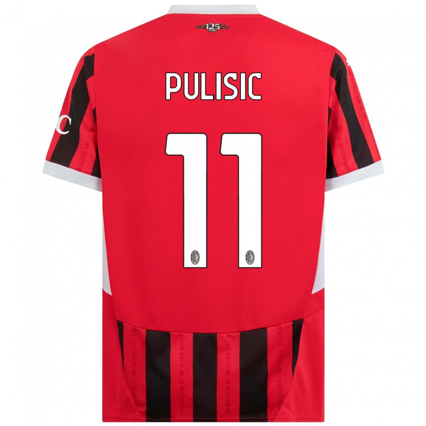 Kandiny Kinder Christian Pulisic #11 Rot Schwarz Heimtrikot Trikot 2024/25 T-Shirt