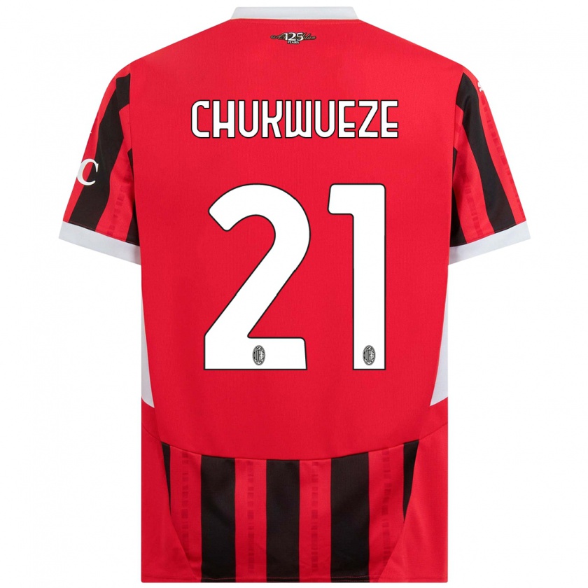 Kandiny Kinder Samuel Chukwueze #21 Rot Schwarz Heimtrikot Trikot 2024/25 T-Shirt