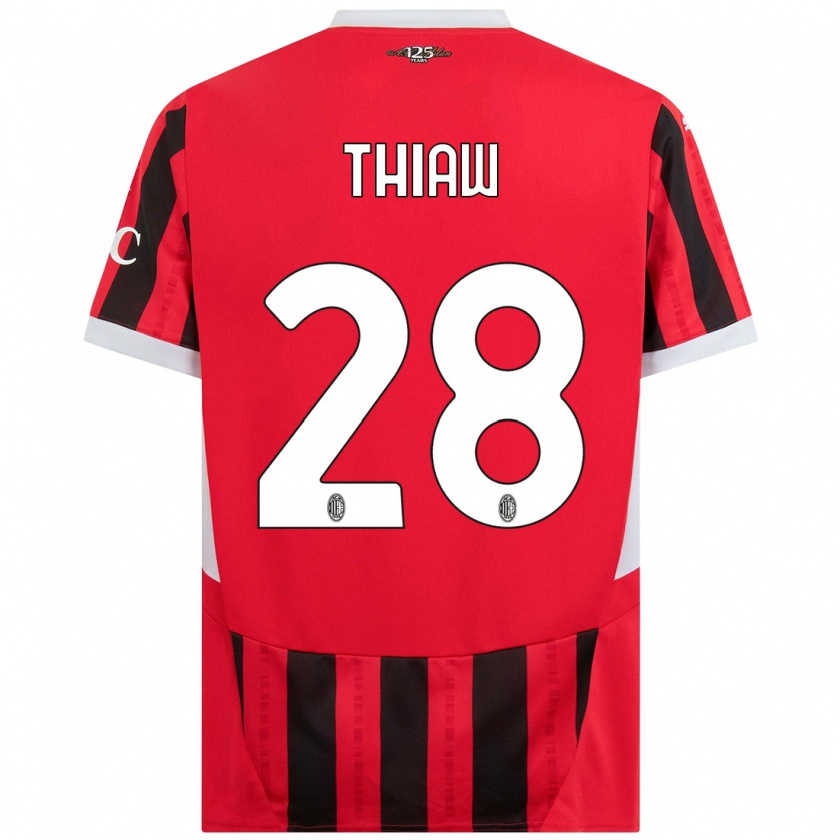 Kandiny Kinder Malick Thiaw #28 Rot Schwarz Heimtrikot Trikot 2024/25 T-Shirt