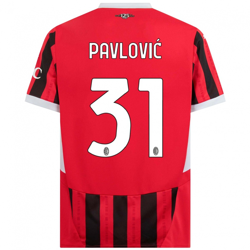 Kandiny Kinder Strahinja Pavlović #31 Rot Schwarz Heimtrikot Trikot 2024/25 T-Shirt