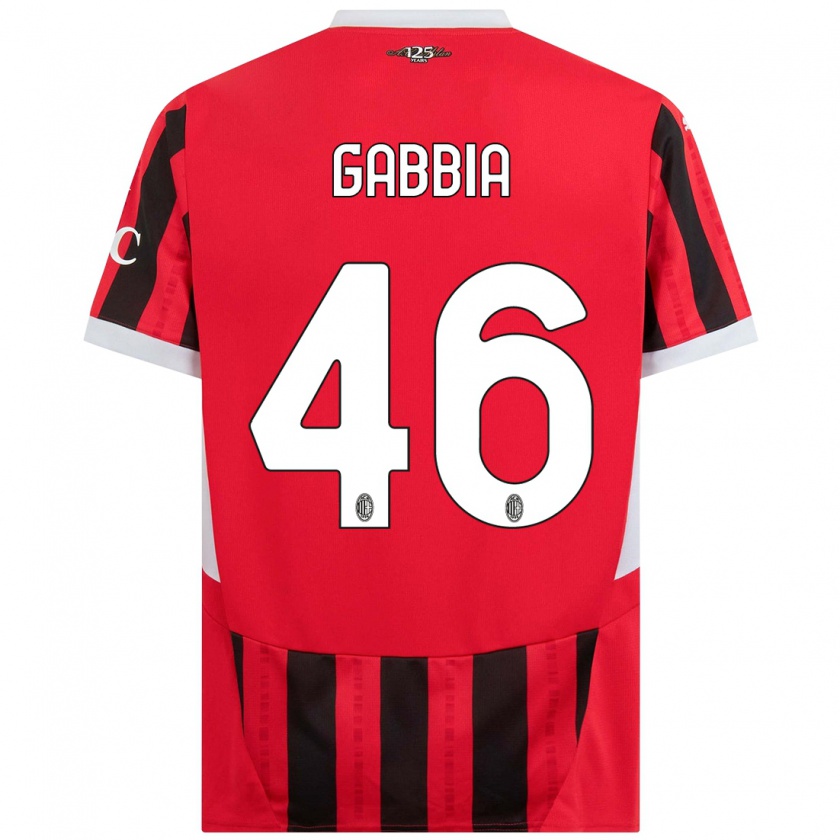 Kandiny Kinder Matteo Gabbia #46 Rot Schwarz Heimtrikot Trikot 2024/25 T-Shirt