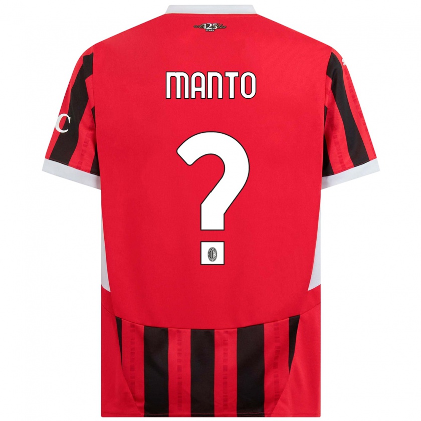 Kandiny Kinder Gaetano Manto #0 Rot Schwarz Heimtrikot Trikot 2024/25 T-Shirt