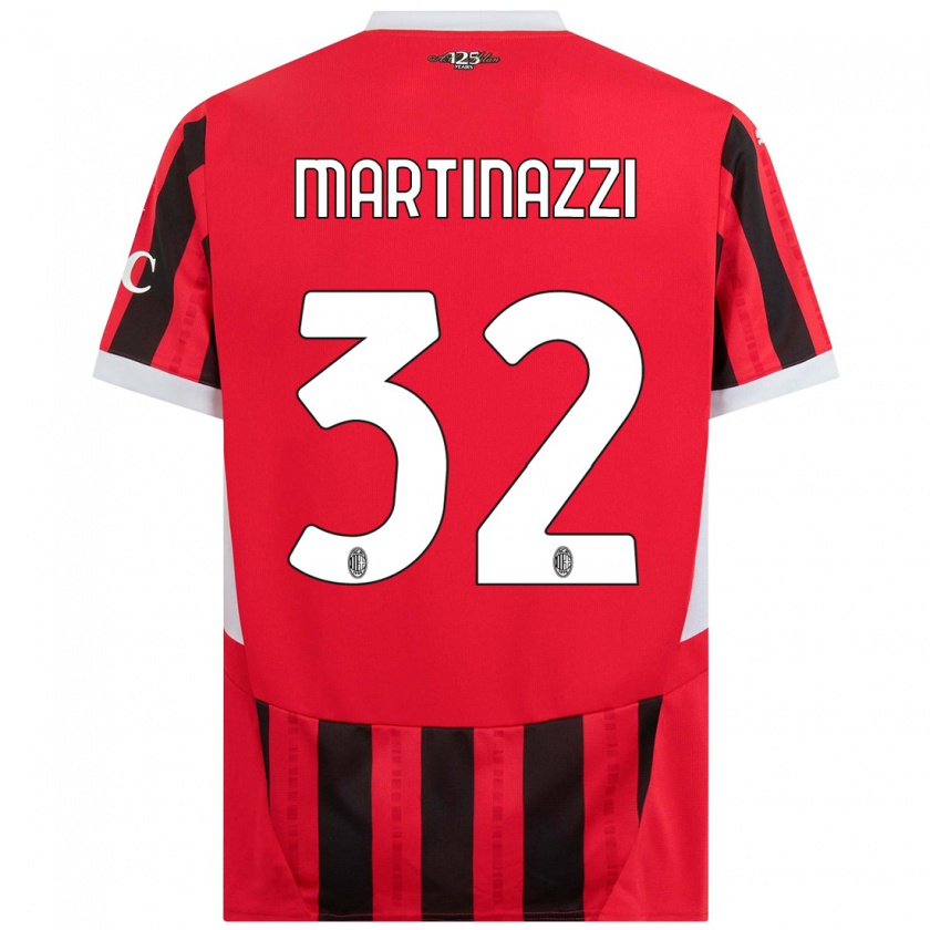 Kandiny Kinder Luca Martinazzi #32 Rot Schwarz Heimtrikot Trikot 2024/25 T-Shirt