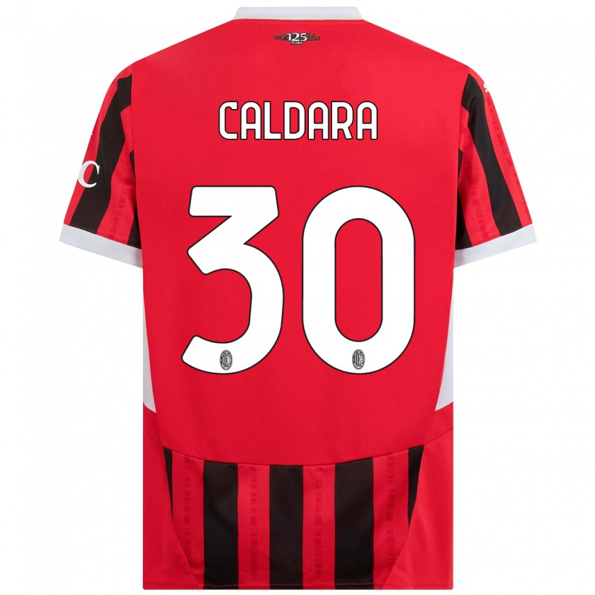 Kandiny Kinder Mattia Caldara #30 Rot Schwarz Heimtrikot Trikot 2024/25 T-Shirt